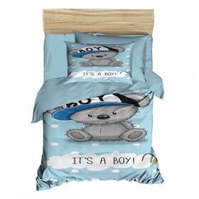 Çeyiz Diyarı Dijital Baskılı Bear Boy Su Yeşili 3d Bebek Nevresim Takımı