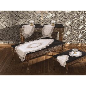 Çeyiz Diyarı Elegance Krem 5 Parça Dantel Runner Peçete Takımı