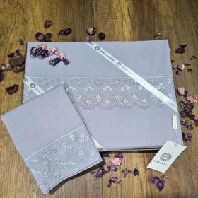 Çeyiz Diyarı Fransız Dantelli Gri Patya Çeyizlik Nevresim Takımı
