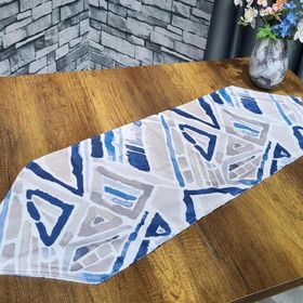 Çeyiz Diyarı Geometrik 35x115 cm Mavi Lüx Runner