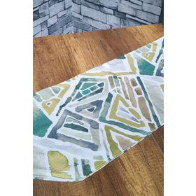 Çeyiz Diyarı Geometrik 35x115 cm Yeşil Lüx Runner