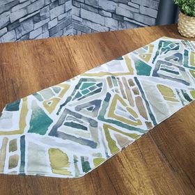 Çeyiz Diyarı Geometrik 35x115 cm Yeşil Lüx Runner