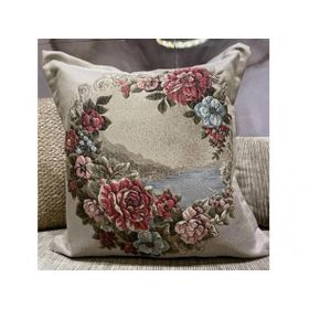 Çeyiz Diyarı Goblen 2 Adet 60x60 cm Çiçekli Kırlent Kılıfı