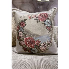 Çeyiz Diyarı Goblen 2 Adet 60x60 cm Çiçekli Kırlent Kılıfı