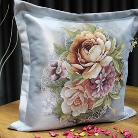 Çeyiz Diyarı Goblen 2 Adet 60x60 cm Gri Kırlent Kılıfı
