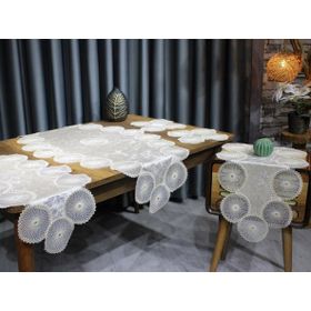 Çeyiz Diyarı Güneş 5 Parça Cappucino Kadife Salon Örtü Takımı