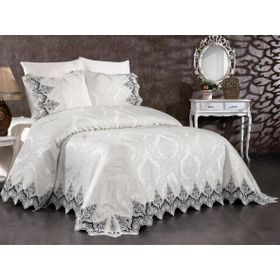 Çeyiz Diyarı Ivory Krem Çift Kişilik Pike Takımı Seti