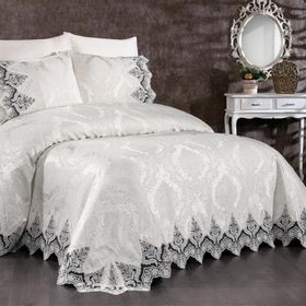 Çeyiz Diyarı Ivory Krem Çift Kişilik Pike Takımı Seti