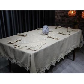 Çeyiz Diyarı Kar Tanesi 26 Parça Cappucino Masa Örtüsü Takımı