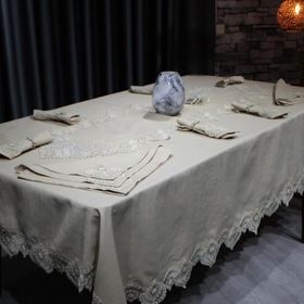 Çeyiz Diyarı Kar Tanesi 26 Parça Cappucino Masa Örtüsü Takımı