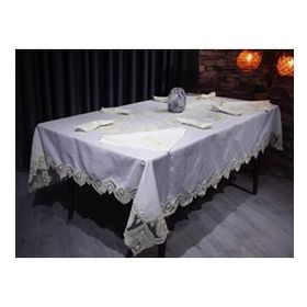 Çeyiz Diyarı Kar Tanesi 26 Parça Krem Masa Örtüsü Takımı
