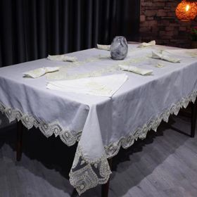 Çeyiz Diyarı Kar Tanesi 26 Parça Krem Masa Örtüsü Takımı