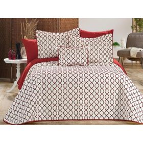Çeyiz Diyarı Krem Bordo Brillance Çift Kişilik Yatak Örtüsü