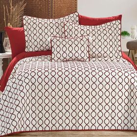 Çeyiz Diyarı Krem Bordo Brillance Çift Kişilik Yatak Örtüsü