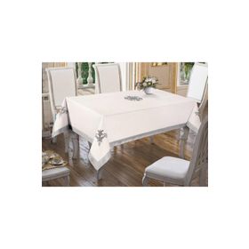 Çeyiz Diyarı Lale Nakışlı Krem Gri 160x260 cm Masa Örtüsü
