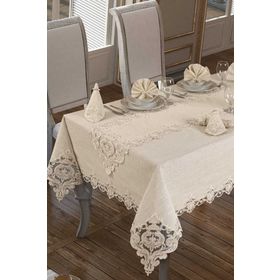 Çeyiz Diyarı Miray 160x260 cm 26 Parça Krem Masa Örtüsü