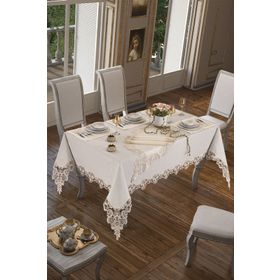 Çeyiz Diyarı Neslihan 160x260 cm 26 Parça Krem Masa Örtüsü