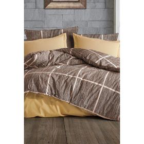 Çeyiz Diyarı Rian Kahverengi 195x220 cm Çift Kişilik Nevresim Takımı