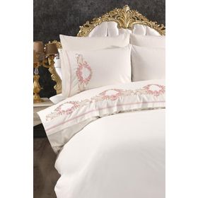 Çeyiz Diyarı Rose Nakışlı %100 Pamuklu Krem 6 Parça Nevresim Takımı