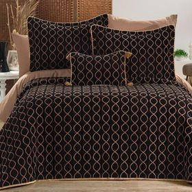 Çeyiz Diyarı Siyah Gold Brillance Çift Kişilik Yatak Örtüsü