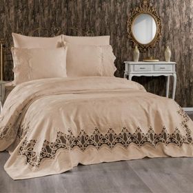Çeyiz Diyarı Stella Bej Çift Kişilik Pike Takımı Seti