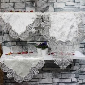 Çeyiz Diyarı Yasemin 3 Parça Krem Yatak Odası Masa Örtü Takımı