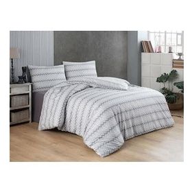 Çeyiz Diyarı Zigzag Gri Çift Kişilik Nevresim Takım