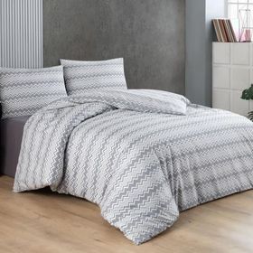 Çeyiz Diyarı Zigzag Gri Çift Kişilik Nevresim Takım