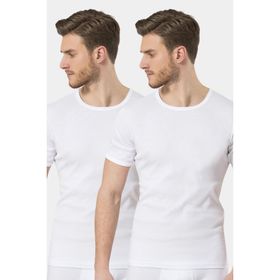 Ceyizalisverisi 2'li Paket Beyaz XXXL Türen Erkek Ribana O Yaka Fanila