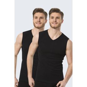 Ceyizalisverisi 2'li Paket Siyah M Türen Erkek Spor V yaka Atlet