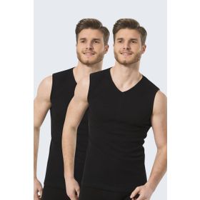 Ceyizalisverisi 2'li Paket Siyah M Türen Erkek Spor V yaka Atlet
