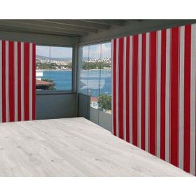 Ceylan Home Kırmızı Beyaz Çizgili Balkon Perde 150x250 cm Güneşlik