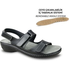 Ceyo 9855-13 Siyah Kadın Sandalet