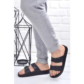 Ceyo Bermuda M2 Siyah Çift Tokalı Ortopedik Erkek Terlik