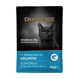 Challenge Pouch Jöle İçinde Parça Somonlu 85 gr Kısırlaştırılmış Kedi Konservesi