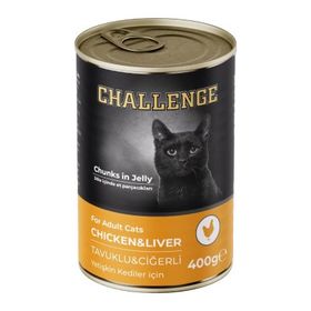 Challenge Tavuk ve Ciğerli Jöle Et Parçalı 400 gr Kedi Konservesi