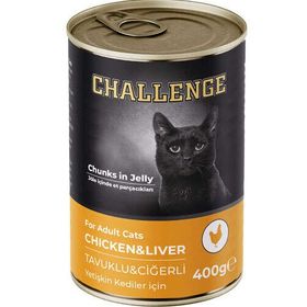 Challenge Tavuk ve Ciğerli Jöle Et Parçalı 400 gr Kedi Konservesi