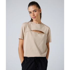 Champion 117348-MS001 Bej Reverse Weave Crewneck Kadın T-Shirt