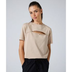 Champion 117348-MS001 Bej Reverse Weave Crewneck Kadın T-Shirt