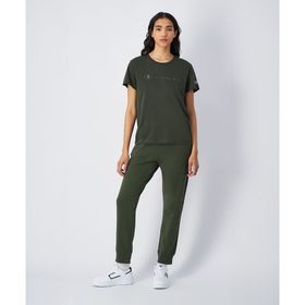 Champion 117584-GS508 Script Shop Rib Cuff Pants Yeşil Kadın Eşofman Altı
