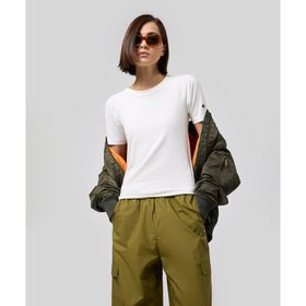 Champion 117601-WW003 Script Shop Crewneck Beyaz Kadın T-Shirt