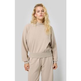 Champion 117637-MS016 Bej Vintage Wash Mock Turtle Neck Long Sleeves Sweatshirt Kadın Sweatshirt
