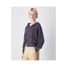 Champion 117689-VS517 Time Capsule Full Zip Hoodie Gri Kadın Sweatshirt