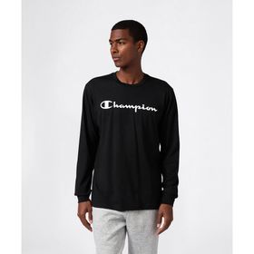 Champion 221815-KK001 Siyah Script Shop Long-Sleeve Tee Erkek Tişört