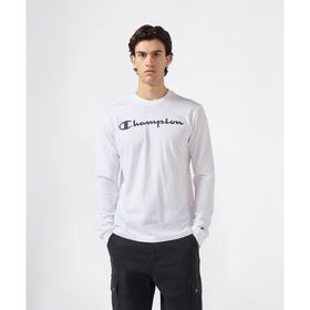 Champion 221815-WW001 Beyaz Script Shop Long-Sleeve Tee Erkek Tişört