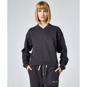 Champion E10007-ES503 Eco Future Crewneck Croptop Siyah Kadın Sweatshirt