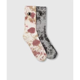 Champion U20154-WW006 Mid Crew Tie-Dye Socks 2'li Beyaz Unisex Çorap