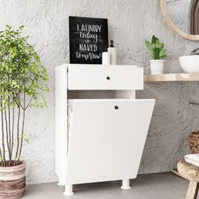 Chancolye Beyaz Çamaşır Sepeti Çekmeceli Banyo Dolabı