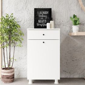 Chancolye Beyaz Çamaşır Sepeti Çekmeceli Banyo Dolabı