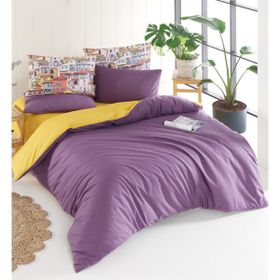Charlotte Cartoon Town Çift Kişilik 200x220 cm Lila Nevresim Takımı